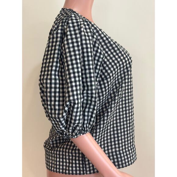 Ganni Black and White Checkered Top - Picture 4 of 16